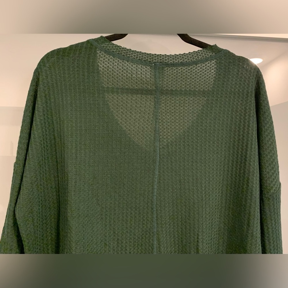 NWT, Flawless, Forest Green Waffle V-Neck T with Drop Sleeves, Size Small - Picture 7 of 7